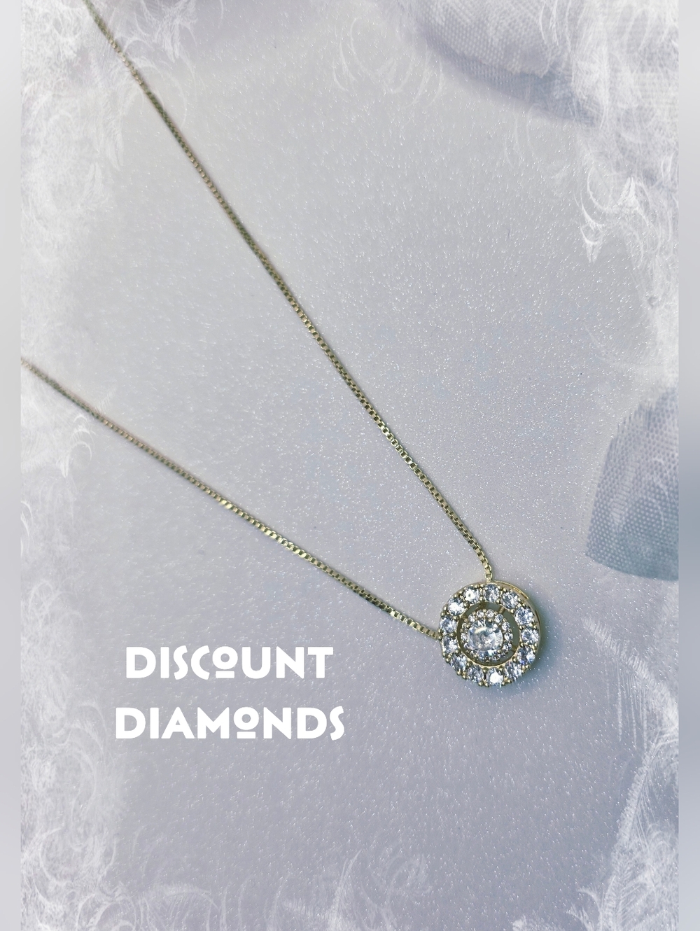 Clear White Sapphire Pendant Necklace 14K Yellow Gold on 925 Sterling Silver